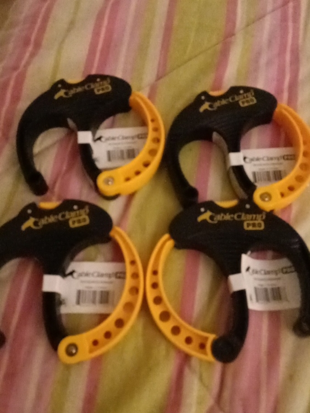Pro Cable Clamps- Black and Yellow Cable Organizer (4 Pack)
